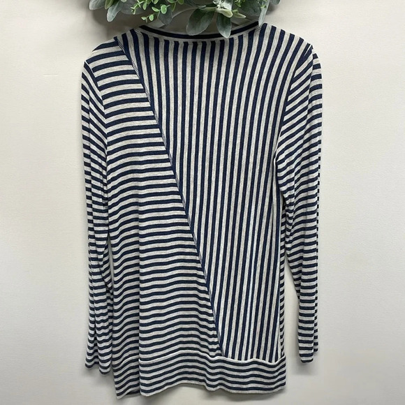 NWOT Cabi #3228 Ernest Knit Long Sleeve Tee Tunic Top Navy Oatmeal Striped XS - Picture 3 of 16